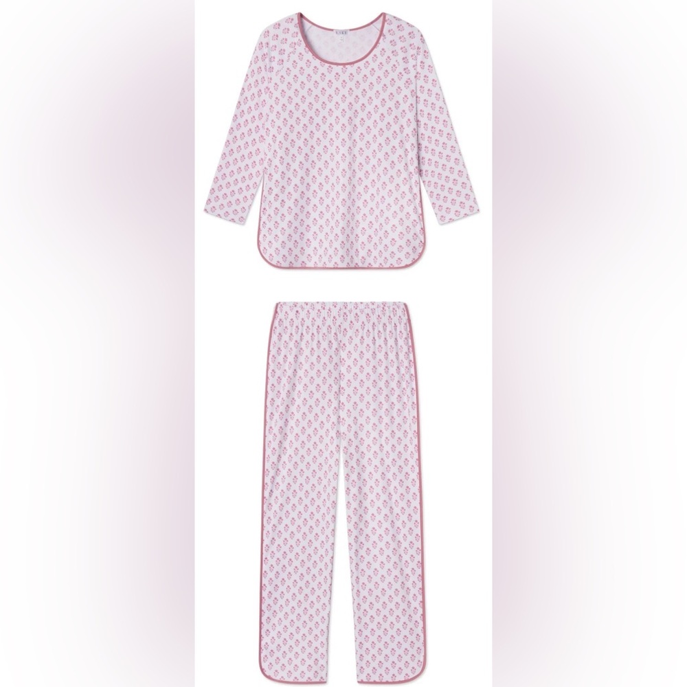NWT LAKE Pima Long-Long Set in Light Camellia Posy - XXL